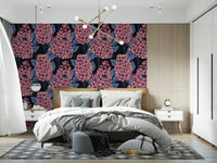 Detailed botanical illustration of pink lilac flowers on this wallpaper., GD9825