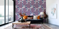 Illustrated lilac wallpaper showcasing detailed botanical petals and stems., GD9826