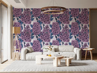 Lilac Wallpaper with engraved flower pattern for hallway backdrop., GD9826
