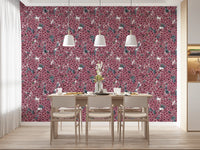 Pink lilac garden wallpaper showing dense flower clusters and small green beetles.
