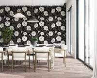 Illustrative Moonflowers Wallpaper for a large dining space., GD9833