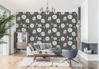 Moonflowers wallpaper suitable for a minimalist living room interior., GD9833