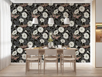 Moonflowers and sphinx moths Wallpaper for a dining area feature wall.