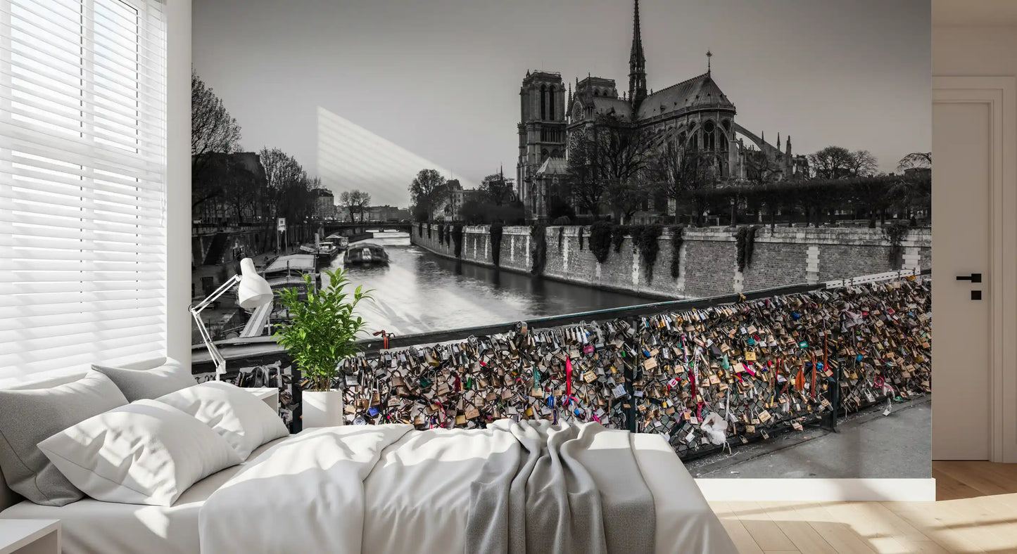 Grey architectural Gothic cathedral wall mural for bedroom interiors., GD9843