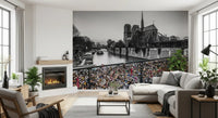Detailed lock bridge and historic cathedral mural for accent walls., GD9843