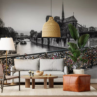 Grey scale cathedral landscape wall mural for architectural style spaces., GD9843