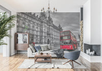 Historic architecture and red double decker bus wall mural., GD9845