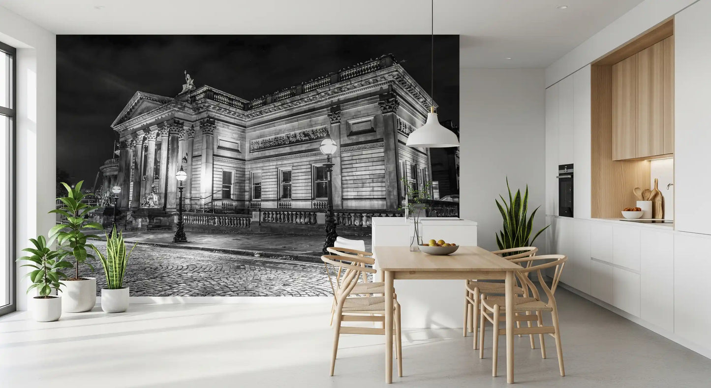 Black and white architecture wall mural for small dining area., GD9846