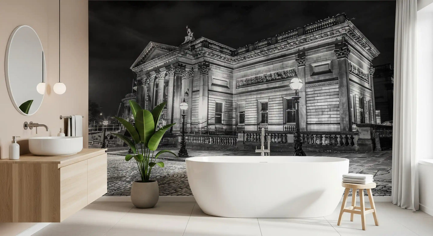 Vintage street lighting design on a grey architecture wall mural., GD9846