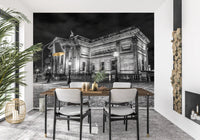 Monochrome nightscape wall mural for modern dining room., GD9846