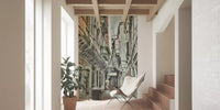 Narrow rustic street wall mural depicting historical Venetian architecture.