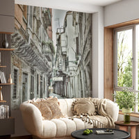 Weathered stone buildings in a narrow Alley wall mural for living room.