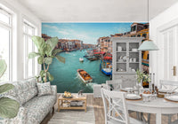 Yellow buildings and turquoise water Grand Canal Splendor Wall Mural.