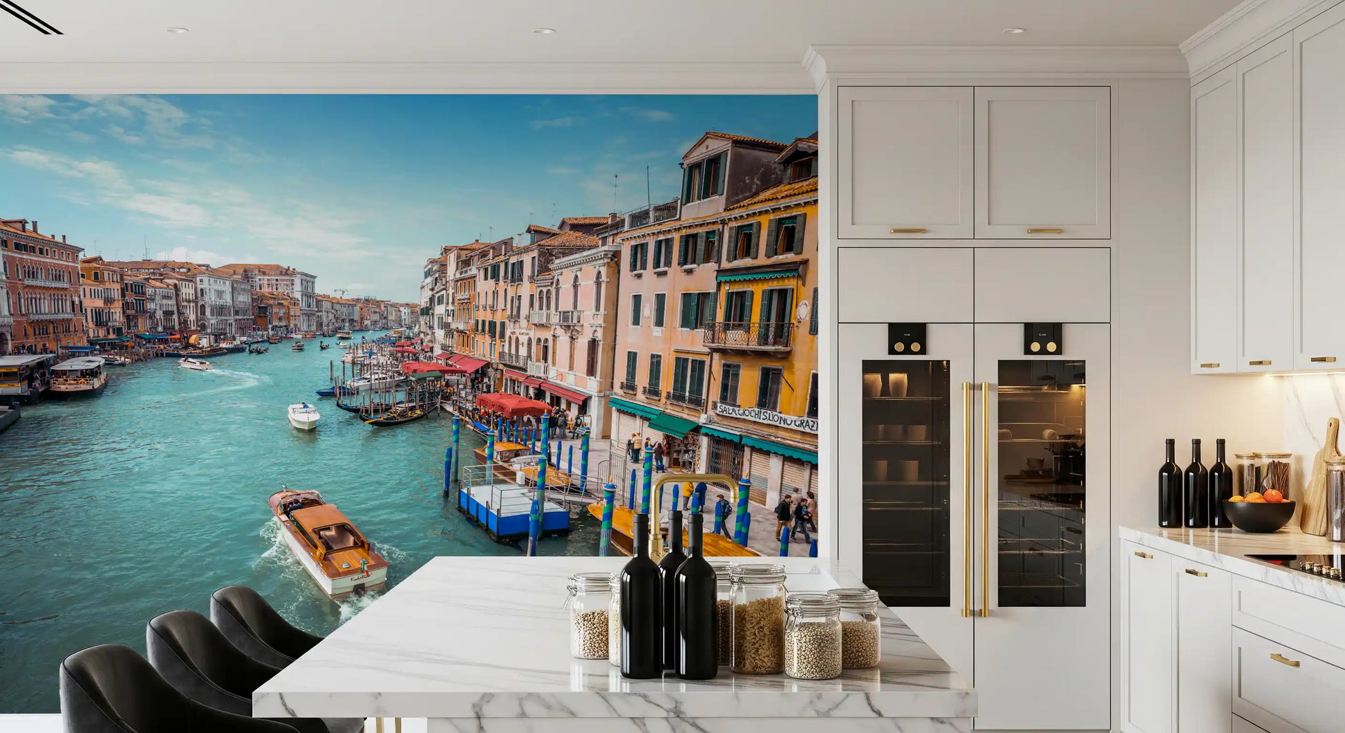 Historic canal architecture Grand Canal Splendor Wall Mural for dining space.