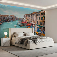 Terracotta buildings and blue sky Splendor wall mural for master bedroom.