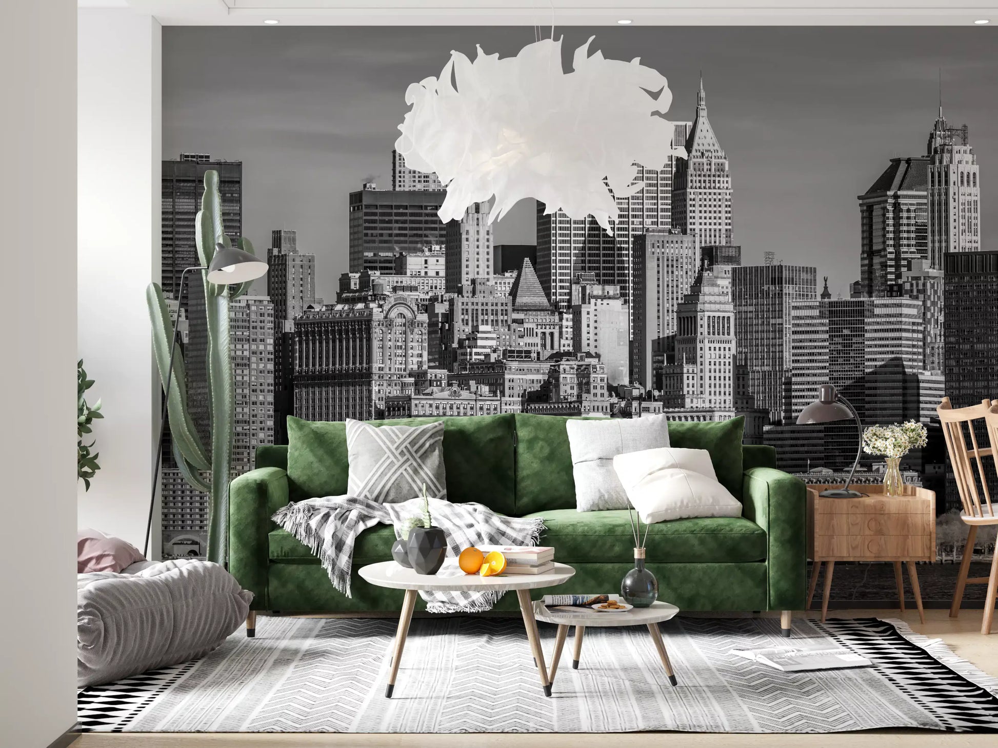 Majesty urban landscape wall mural with various building heights.
