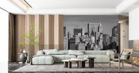 Manhattan Monochrome Majesty Wall Mural for a large living room.