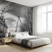 Detailed Monochrome architecture wall mural showing the Eye and a stone building., GD9852