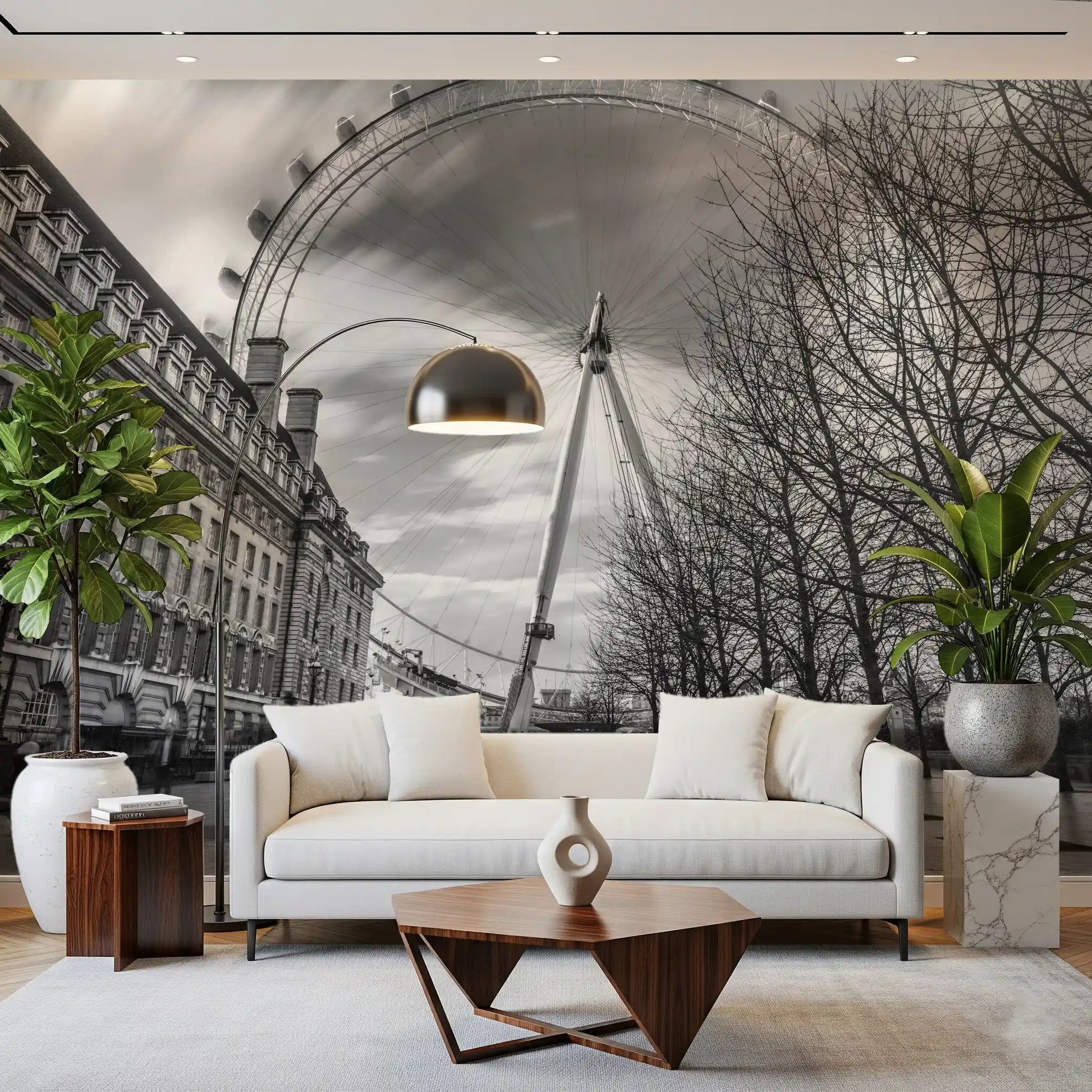 Grey and white Majesty wall mural for a minimalist living room layout., GD9852