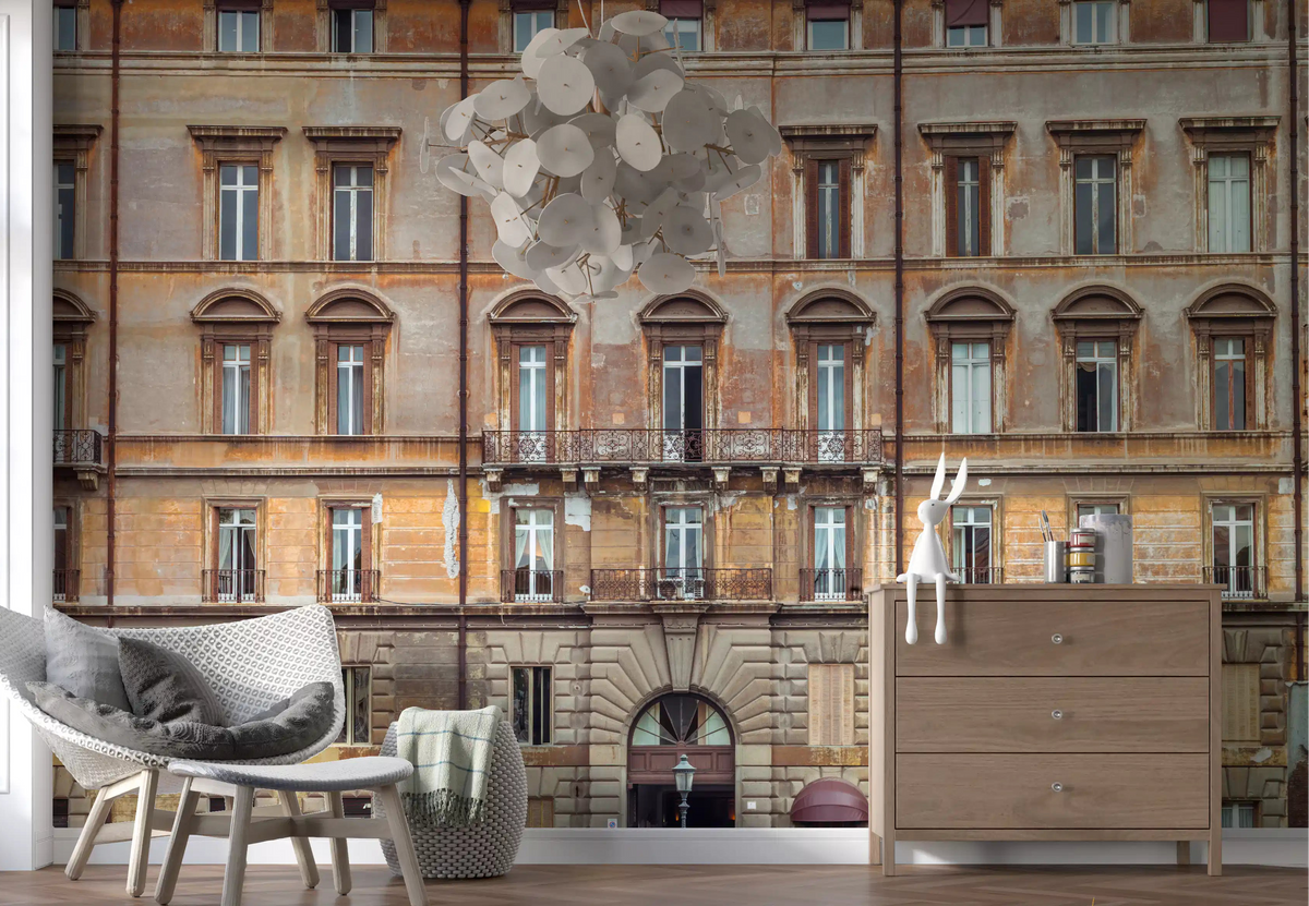 European Grandeur Facade Wall Mural for a hallway interior design., GD9856
