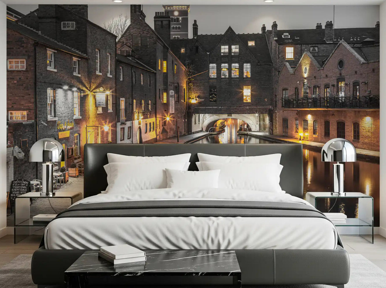 Urban Canal Twilight Wall Mural