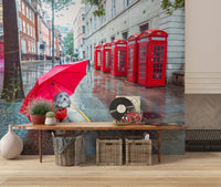 London Calling A Puddle Pal's Tale Wall Mural with grey dog and umbrella., GD9860