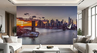 New York city lights and skyscrapers wall mural for modern living space., GD9865