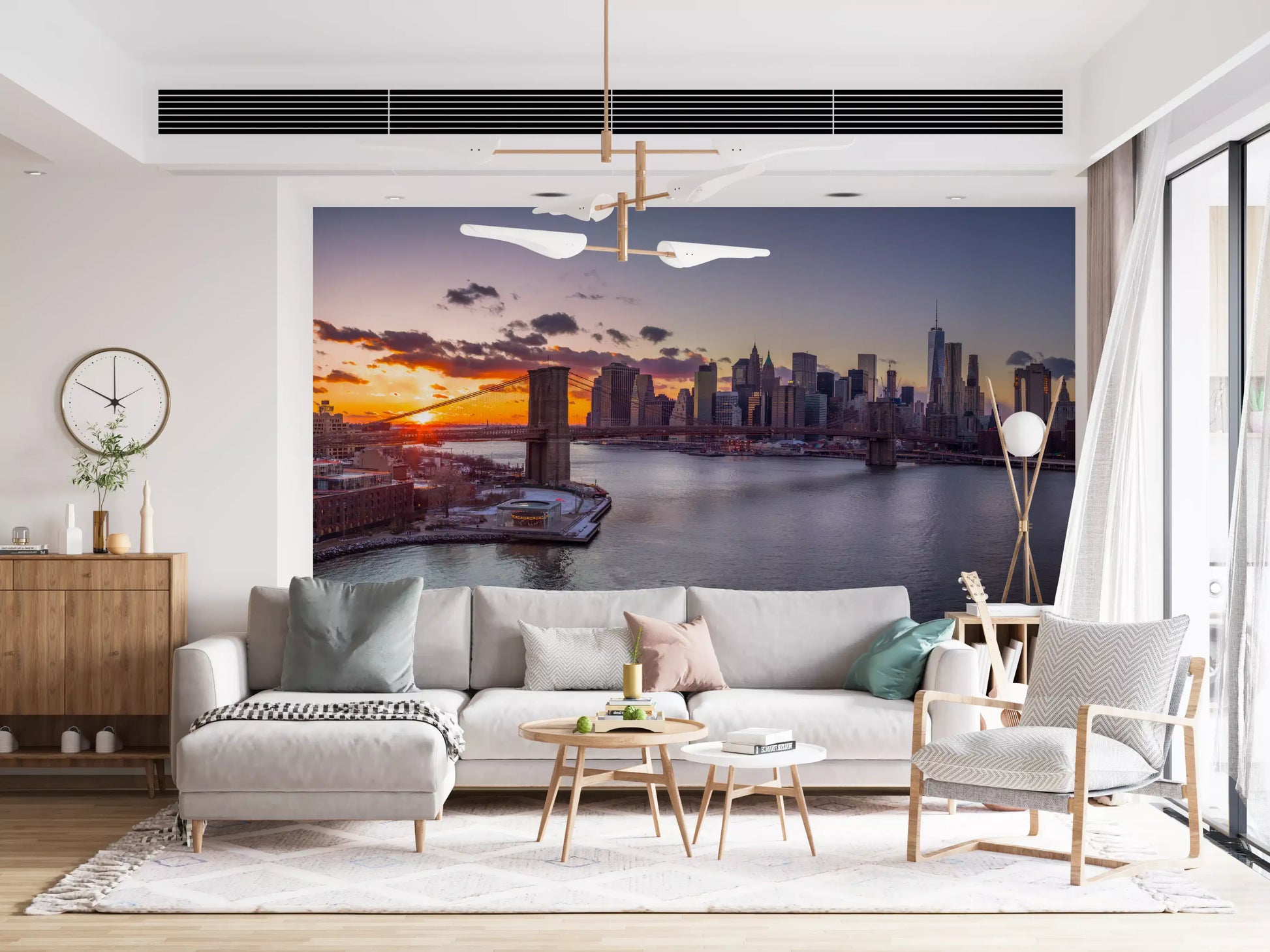 Panoramic skyline view with One World Trade Center skyscraper wall mural., GD9865