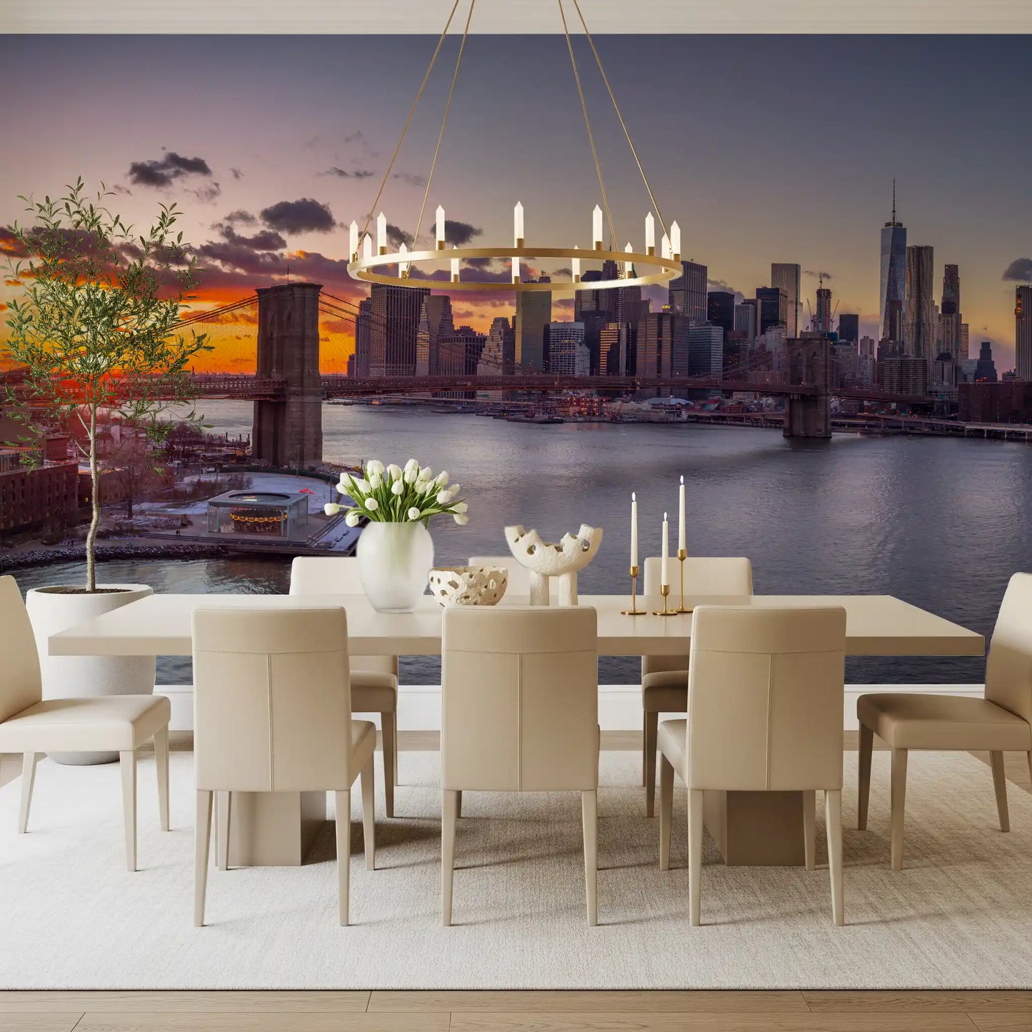 Sunset skyline photography NYC Sunset Grandeur Wall Mural for dining area., GD9865