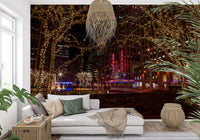Radio City sign and street lights on a midnight blue night sky wall mural., GD9867