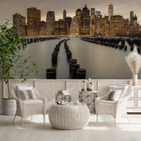 Urban wall mural featuring the One World Trade Center at night time., GD9868