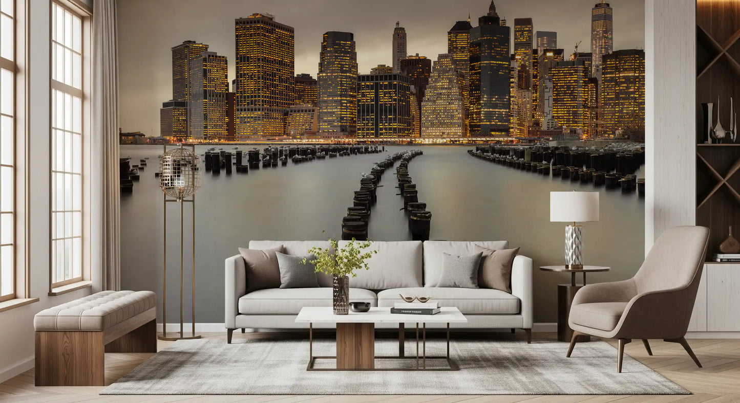 Grey NYC mural for a modern living room feature wall installation., GD9868