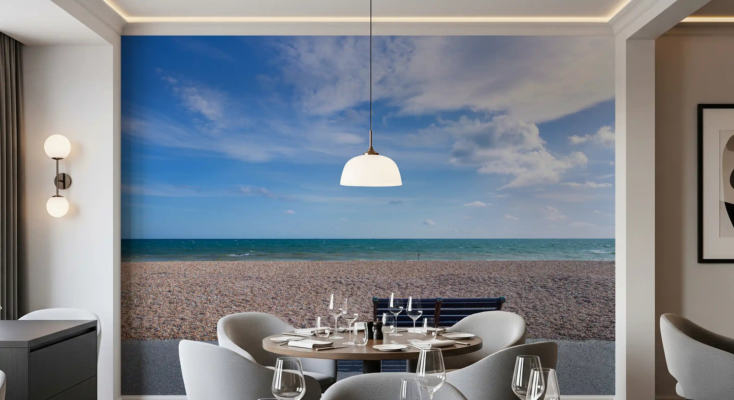 Nature scenery wall mural with blue water and sky for a modern home., GD9870