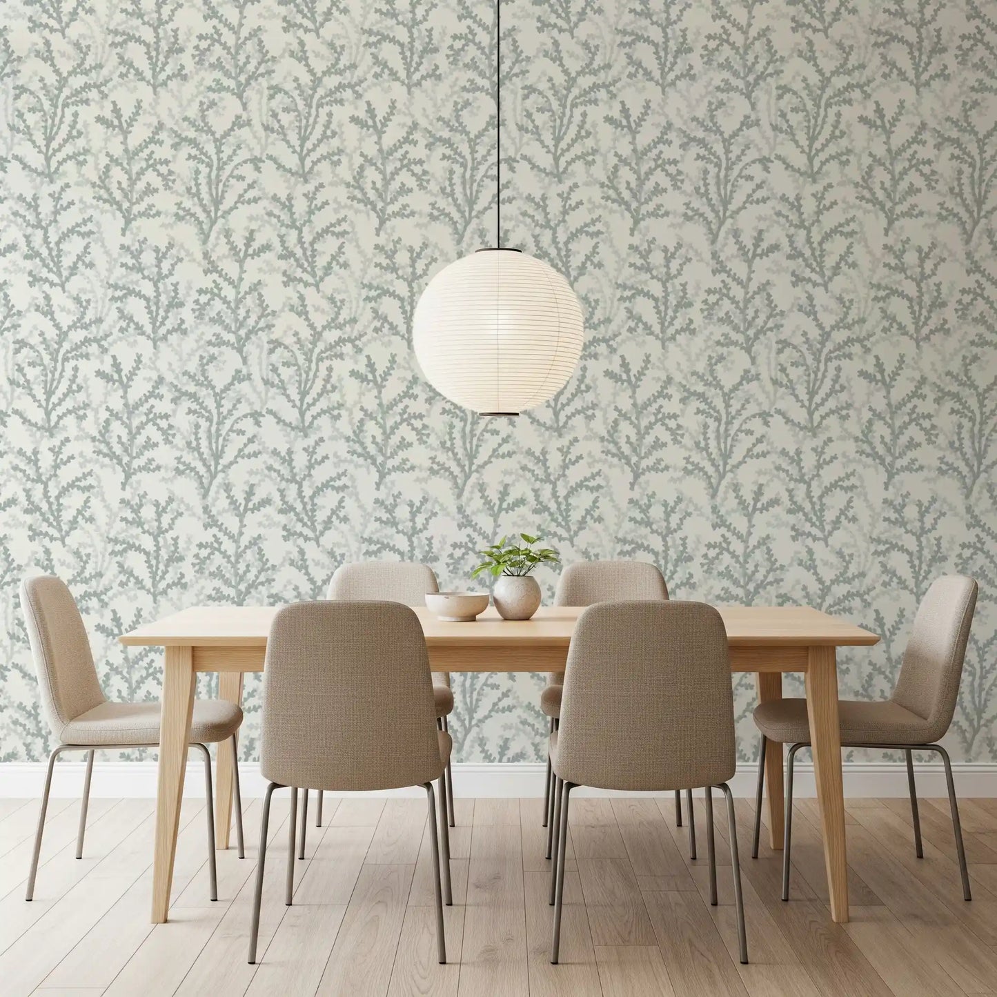 Painted Coraline Greenish Grey Wallpaper⁠