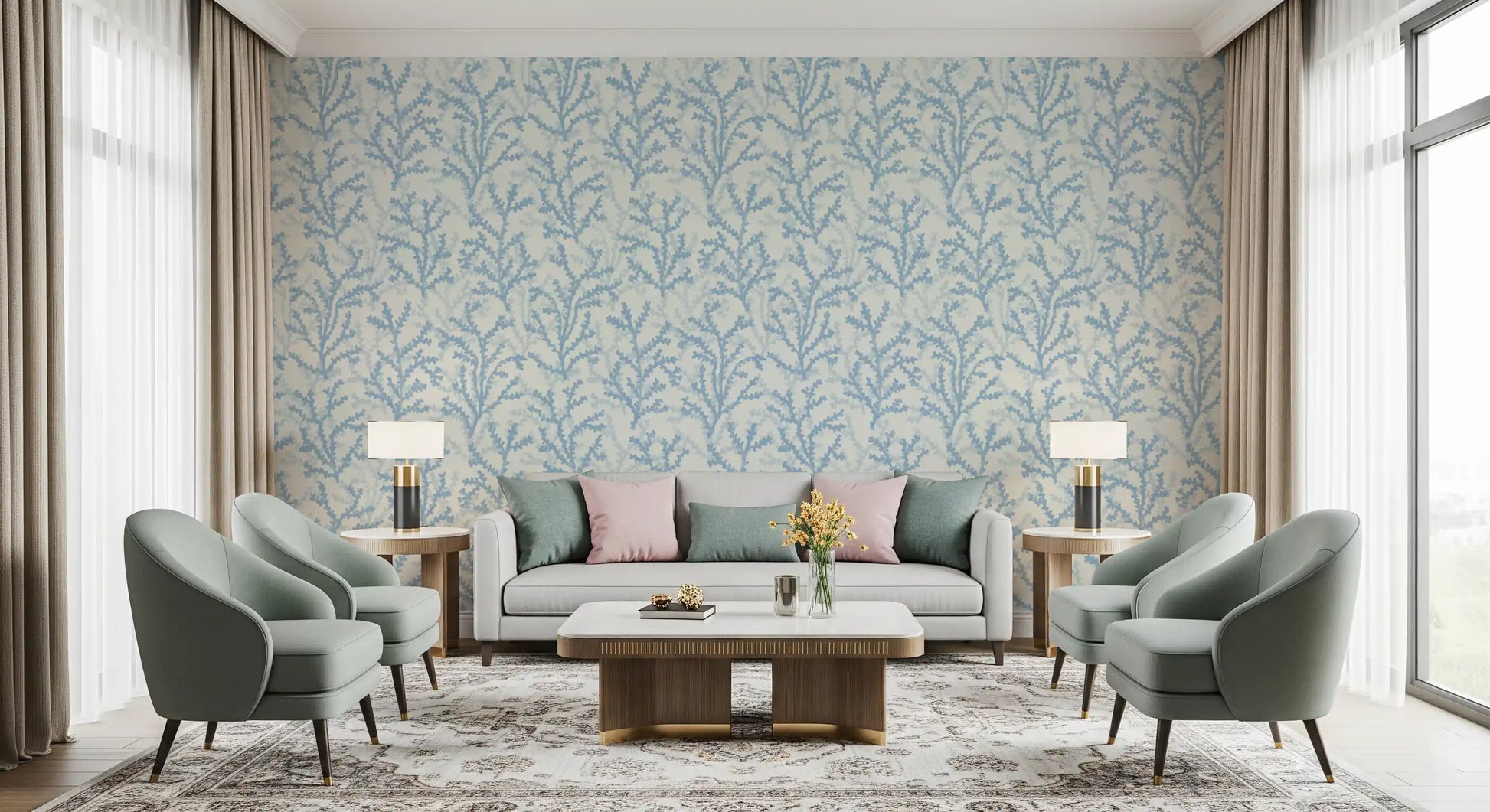 Abstract Coraline wallpaper for an inviting hallway and foyer space., GD9874