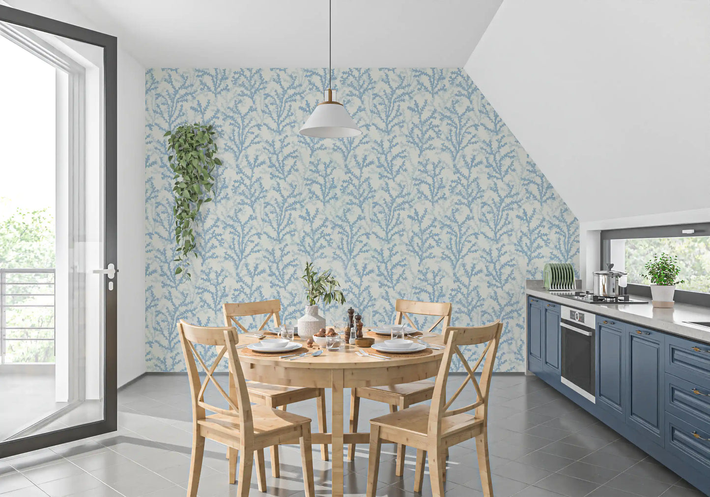 Hand Painted Dreaming style wallpaper for coastal themed dining areas., GD9874