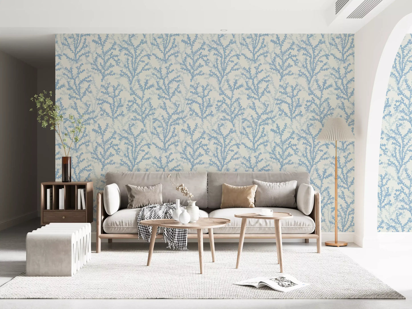 Painted Coraline Dreaming Blue Wallpaper for modern living room., GD9874