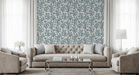 Marine life wallpaper with painted teal coral structures for residential walls.