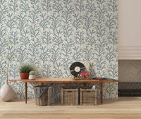 Hand painted style slate botanical wallpaper for clean interior design., GD9877