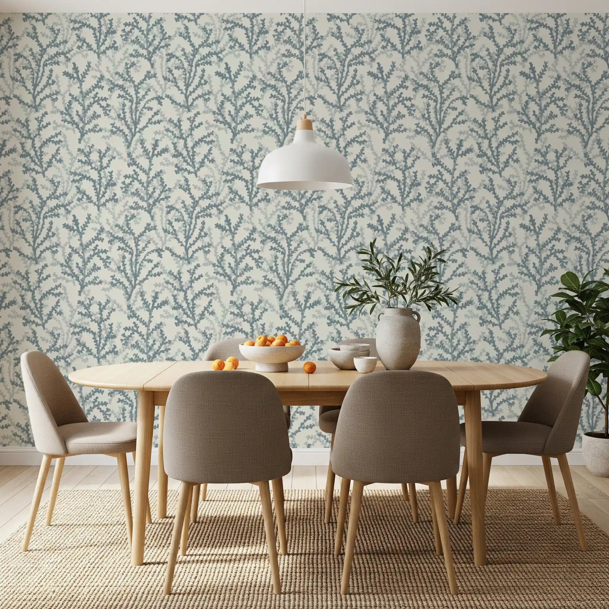 Subtle coraline branch pattern wallpaper in slate grey for wall surfaces., GD9877
