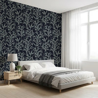 Greenish contrasting botanical wallpaper for residential flat upgrades.