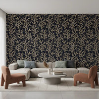 Sand colored branch design wallpaper for modern living room background styling.