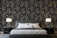 Painted Coraline Sand Dark Wallpaper with beige coral branches for bedroom.