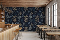 Ocean themed interior wallpaper showing blue Corals for a modern bar.