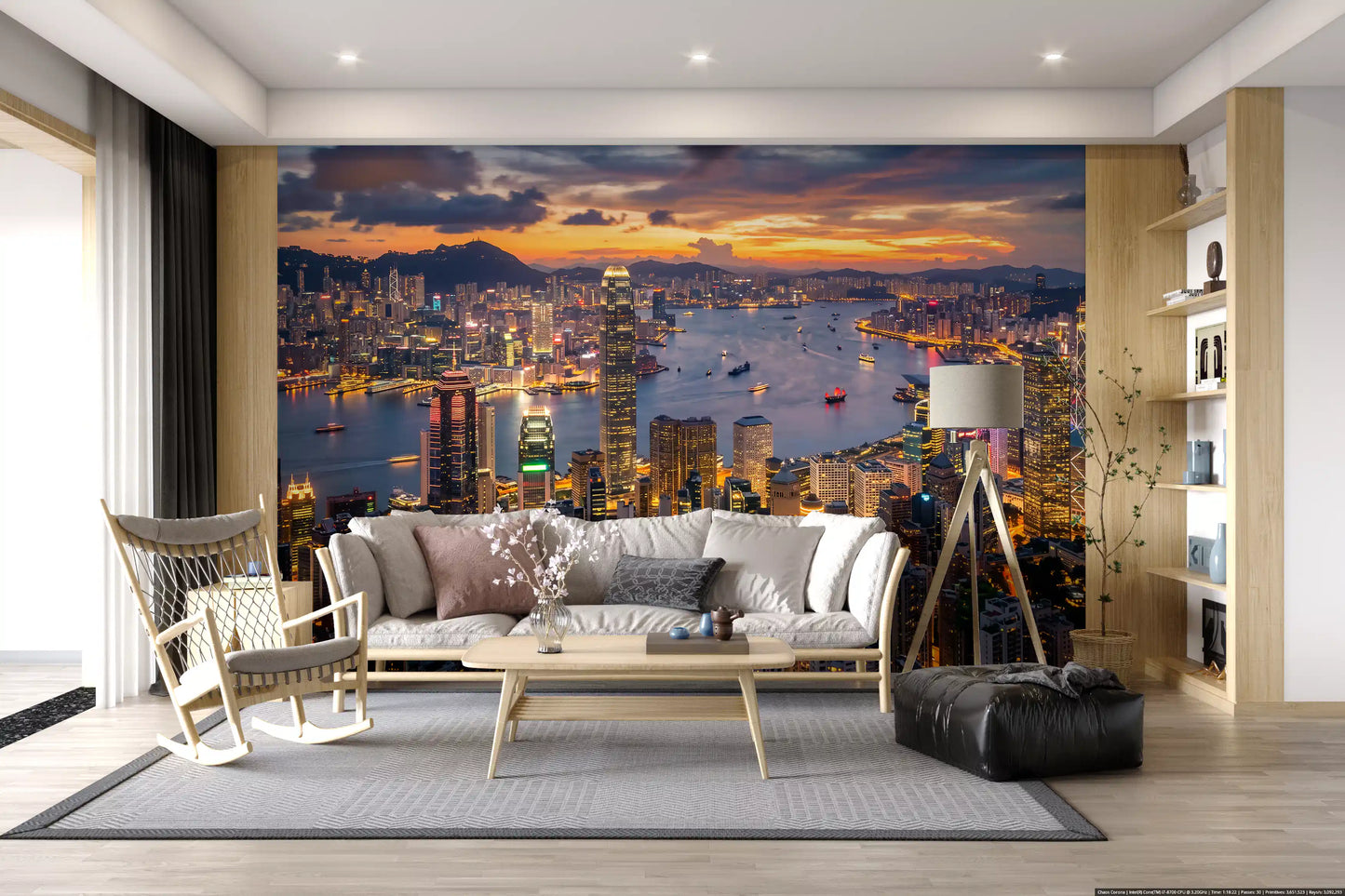 Hong Kong Twilight Skyline Wall Mural