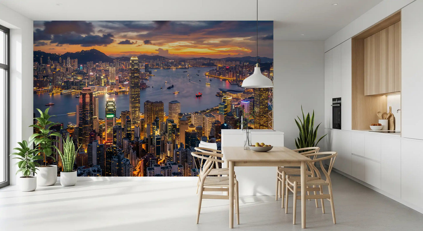 Hong Kong Twilight Skyline Wall Mural