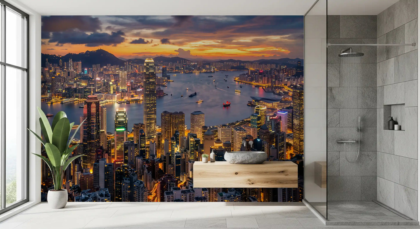 Hong Kong Twilight Skyline Wall Mural