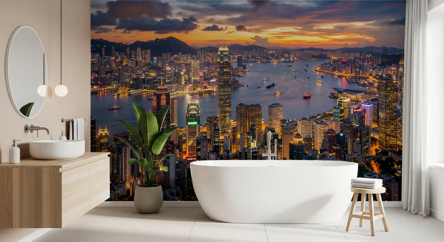 Hong Kong Twilight Skyline Wall Mural