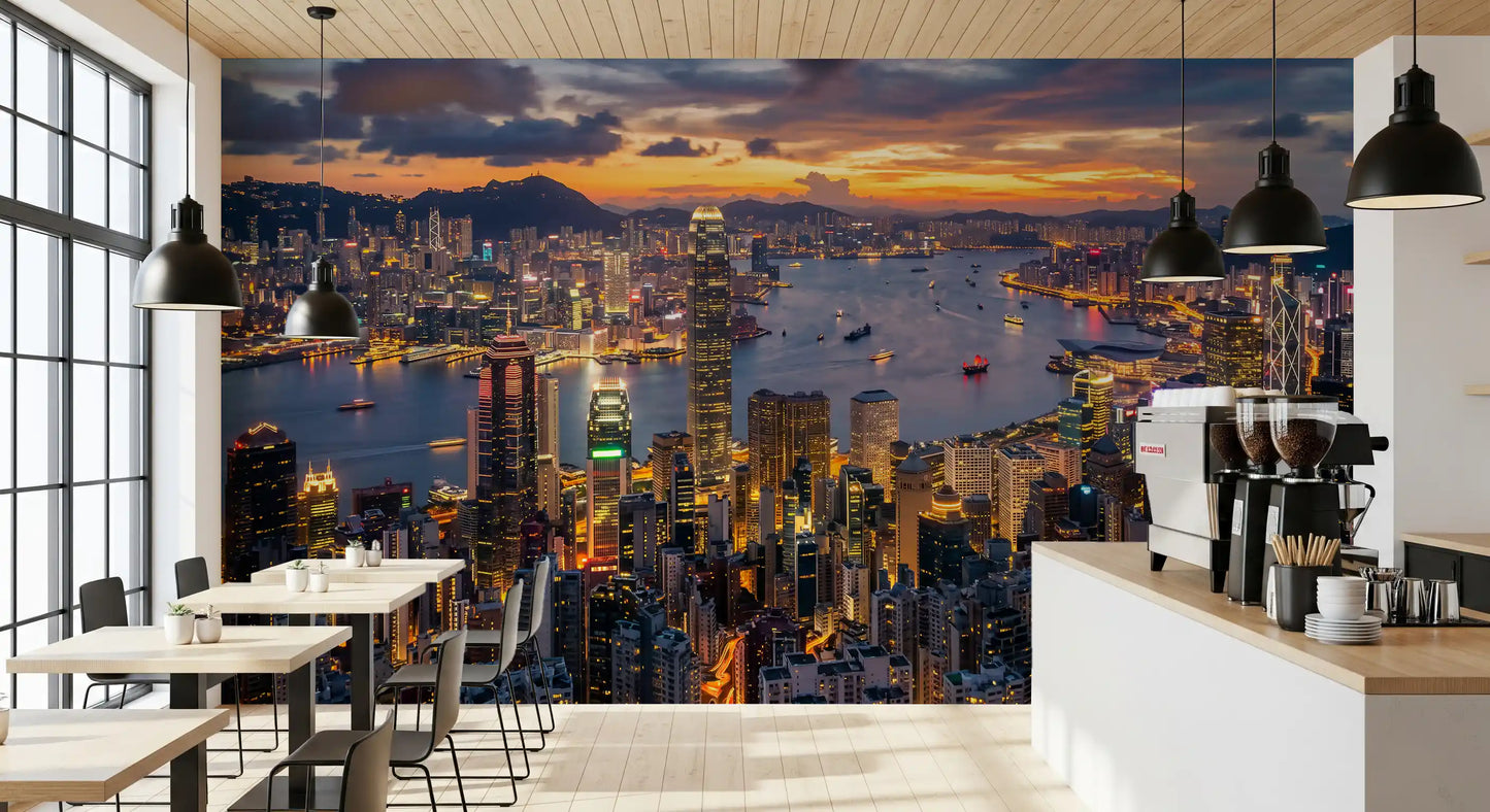 Hong Kong Twilight Skyline Wall Mural