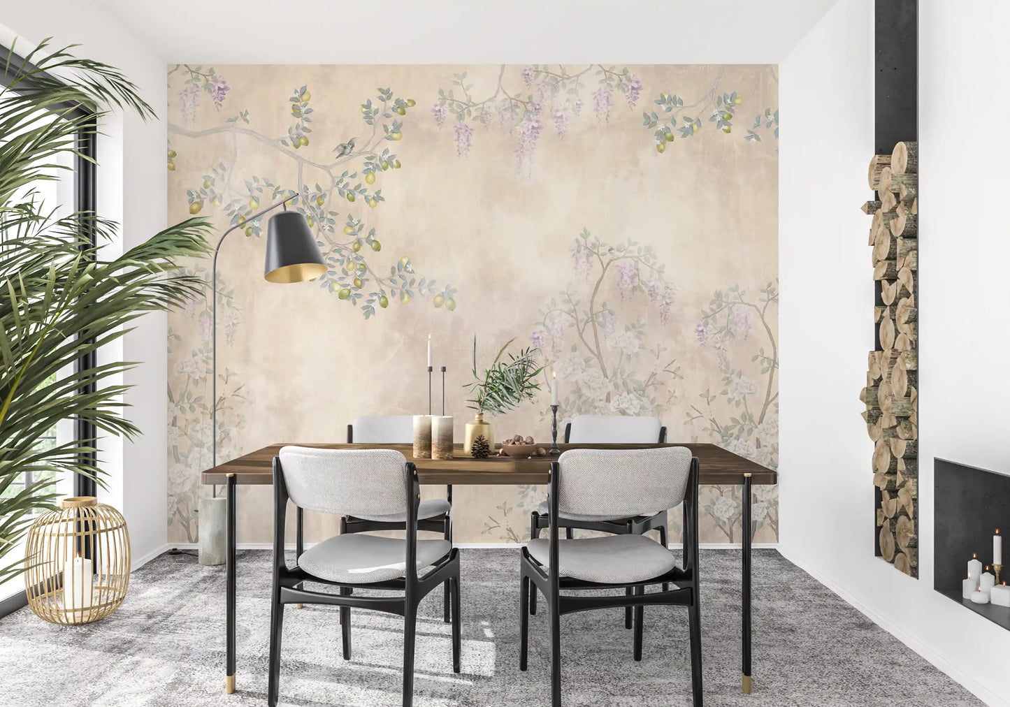Wisteria & Lemon Blossom Serenity Cream Wall Mural